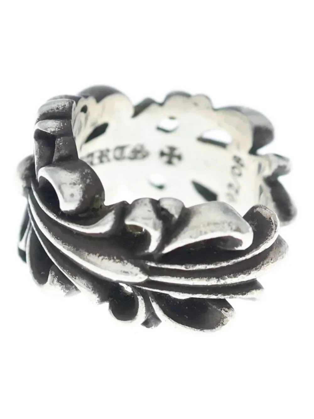 Chrome Hearts Dbl Flrl Crs Double Floral Cross Ring Silver